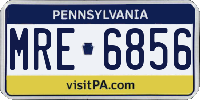 PA license plate MRE6856