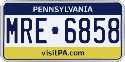 PA license plate MRE6858