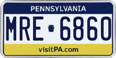 PA license plate MRE6860
