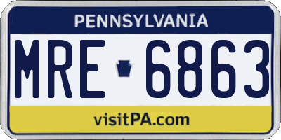 PA license plate MRE6863