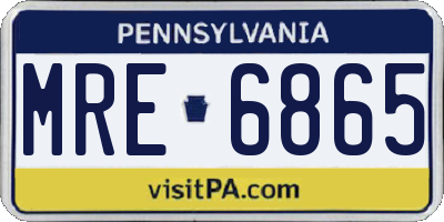 PA license plate MRE6865