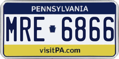 PA license plate MRE6866