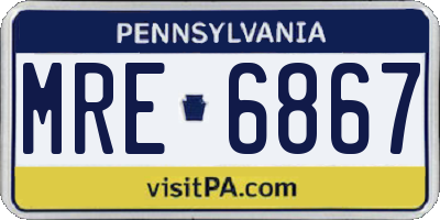 PA license plate MRE6867