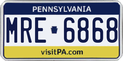 PA license plate MRE6868