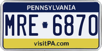 PA license plate MRE6870