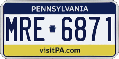 PA license plate MRE6871