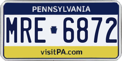 PA license plate MRE6872