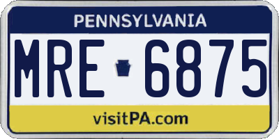 PA license plate MRE6875