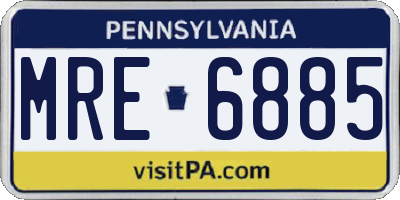 PA license plate MRE6885