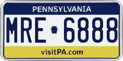 PA license plate MRE6888