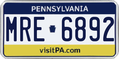 PA license plate MRE6892