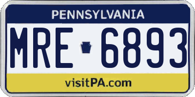 PA license plate MRE6893