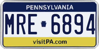 PA license plate MRE6894