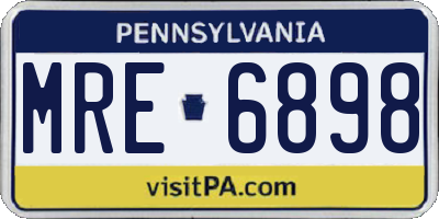 PA license plate MRE6898
