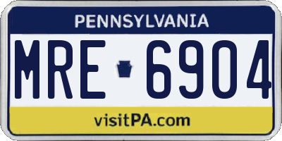 PA license plate MRE6904
