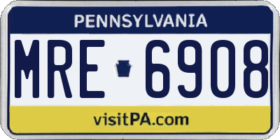 PA license plate MRE6908
