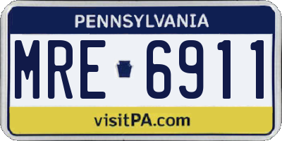 PA license plate MRE6911