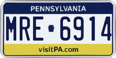 PA license plate MRE6914