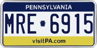 PA license plate MRE6915