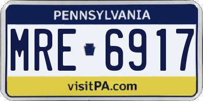 PA license plate MRE6917