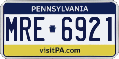 PA license plate MRE6921