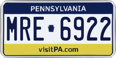 PA license plate MRE6922