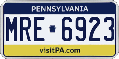 PA license plate MRE6923