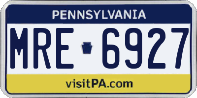 PA license plate MRE6927