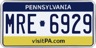 PA license plate MRE6929