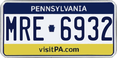PA license plate MRE6932