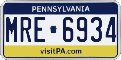 PA license plate MRE6934