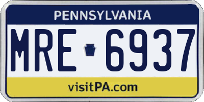 PA license plate MRE6937