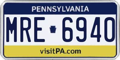 PA license plate MRE6940