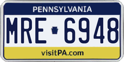 PA license plate MRE6948