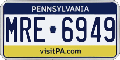 PA license plate MRE6949