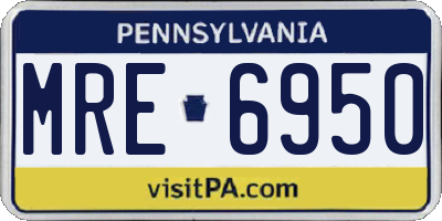 PA license plate MRE6950