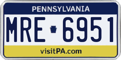 PA license plate MRE6951