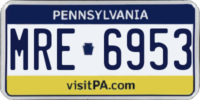 PA license plate MRE6953