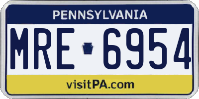 PA license plate MRE6954