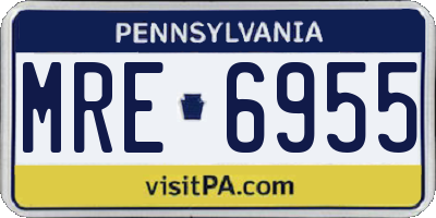 PA license plate MRE6955