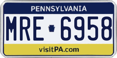 PA license plate MRE6958