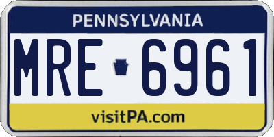 PA license plate MRE6961