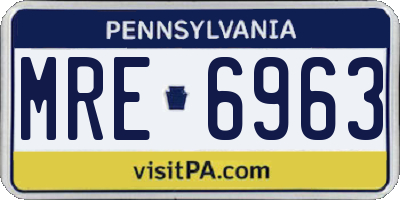 PA license plate MRE6963