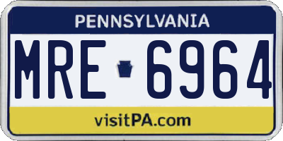 PA license plate MRE6964