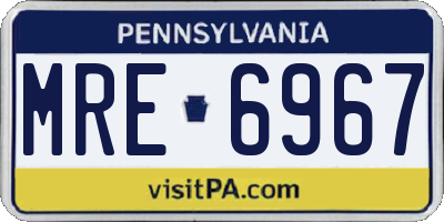 PA license plate MRE6967