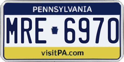 PA license plate MRE6970