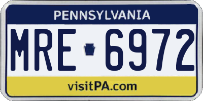 PA license plate MRE6972