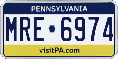 PA license plate MRE6974
