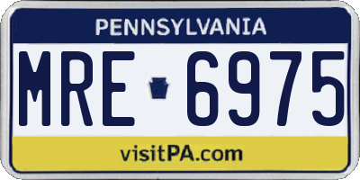 PA license plate MRE6975