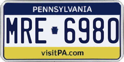 PA license plate MRE6980